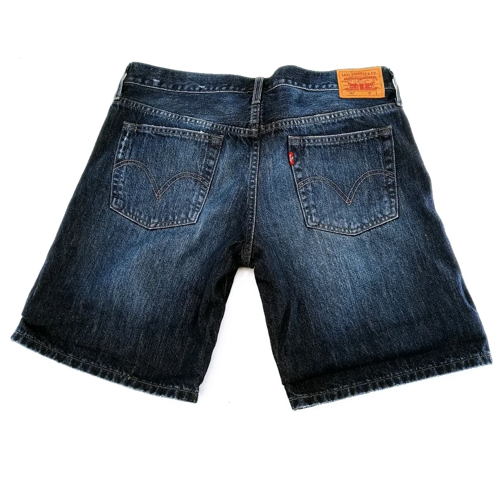 Levi's 501‎ Bermuda Dark Wash Distressed Jean Shorts